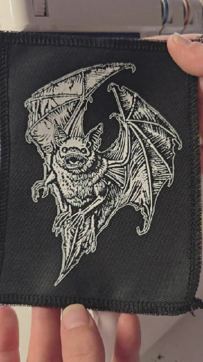 Screaming Chiroptera Patch | Handmade Screen Printed Patch | Sew On Patch